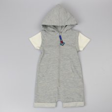 D32755: Baby Boys Grey Hooded Romper  (6-24 Months)